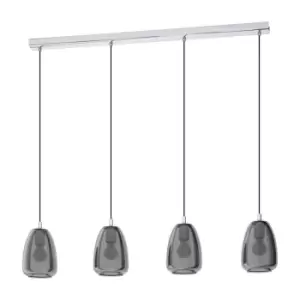 Image of Pendant Light Colour Chrome Shade Black Transparent Glass Vaporized E27 4x40W