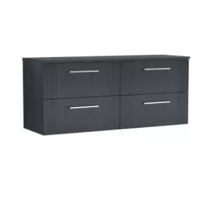 image of Nuie Deco 1200mm Wall Hung 4 Drawer Vanity & Worktop - Satin Anthracite