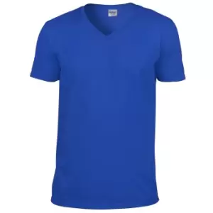 image of Gildan Mens Soft Style V-Neck Short Sleeve T-Shirt (M) (Royal)