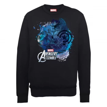 Image of Marvel Avengers Assemble Captain America Montage Sweatshirt - Black - M