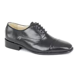 Image of Montecatini Mens Folded Cap Oxford Tie Leather Shoes (9 UK) (Black)