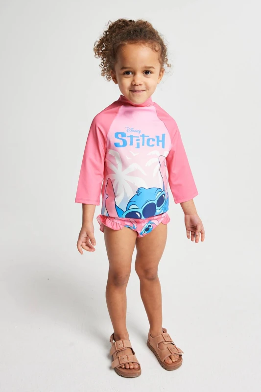 Image of Brand Threads Lilo & Stitch Stitch Swim Set in Pink Size: 5-6 Years Pink Unisex 5-6 Years