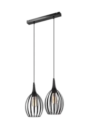 Vincent Wire Frame Pendant Ceiling Light Black, 2x E27