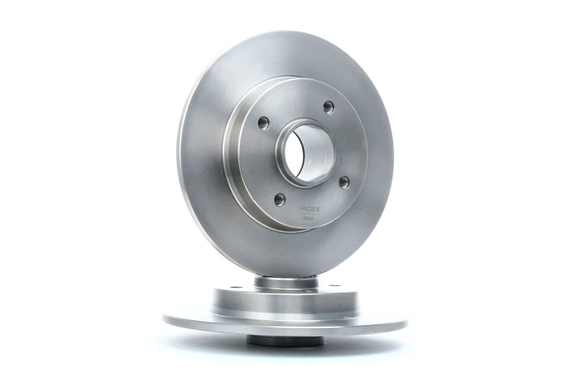 Image of RIDEX 82B0396 Brake disc Rear Axle, solid, Cast Iron, Uncoated, Untreated, with wheel hub Cast Iron Brake Disc (82)