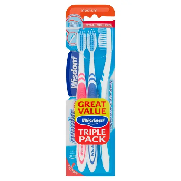 image of Wisdom Regular Fresh Medium Toothbrush 3Pcs