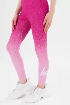 image of HYPE GIRLS Pink SPECKLE FADE SCRIPT LEggINGS