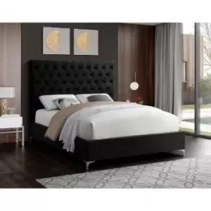Image of Charlston Bed Double Plush Velvet Black