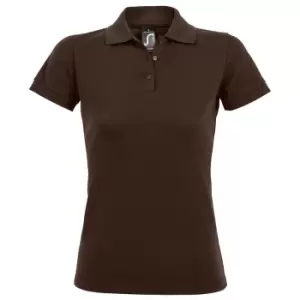 image of SOLs Womens/Ladies Prime Pique Polo Shirt (L) (Chocolate)