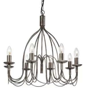 image of Regency 8 Light Chandelier Antique Silver, E14