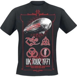 Image of Led Zeppelin - UK Tour '71. Unisex Large T-Shirt - Black