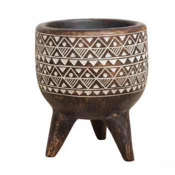 Aztec Patterned Decorative Planter - 13cm