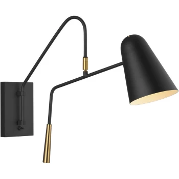 image of Simon 1 Light Wall Light, Midnight Black, E27 - Elstead