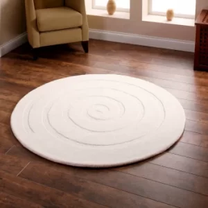 Image of Spiral Circle Rug White