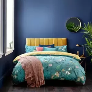 Image of Furn Kasumi Floral Duvet Cover Set (King) (Mineral Blue) - Mineral Blue