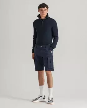 image of GANT Men Relaxed Fit Twill Cargo Shorts (30) Blue