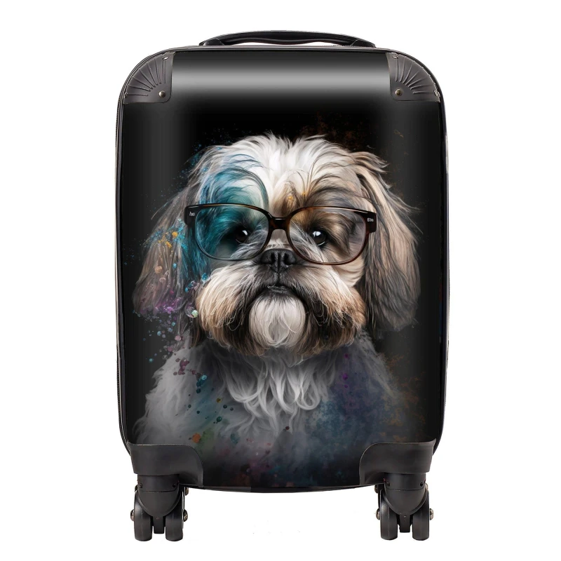 Image of Warren Reed - Designer Lhasa Apso Splashart Suitcase Size: Small Multicolor Unisex Small