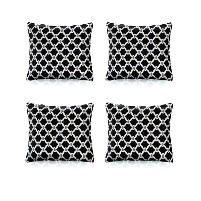 Image of Alan Symonds Berkeley Geometric Chenille Cushion Set of 4 Black unisex 45x45cm