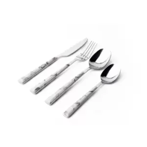 image of 16 Piece Marble Effect Stainless Steel Cutlery Set