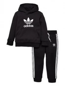 Image of Boys, adidas Originals Trefoil Hoodie, Black, Size 9-12 Months
