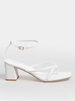 image of Yours Extra Wide Fit Toe Post Mid Block Sandal White, Size 5Eee, Women