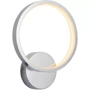 image of Round Bathroom Wall Light Fitting - Chrome Plate & White Diffuser - Warm White