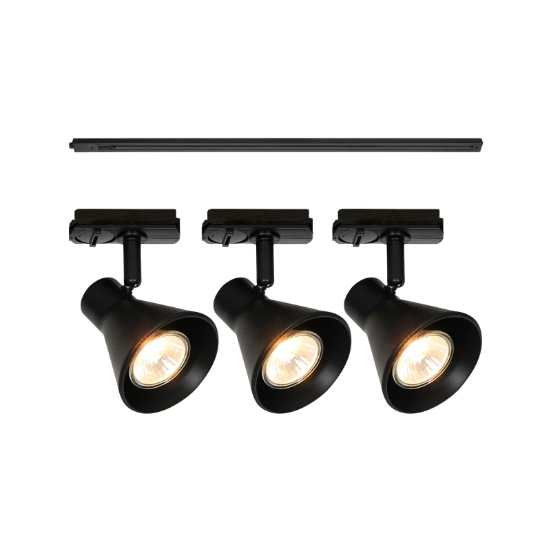 Image of Nordlux Modern Indoor Track Light Set Black Aluminium GU10 3 Pack - Mains Powered, IP20 Black Unisex