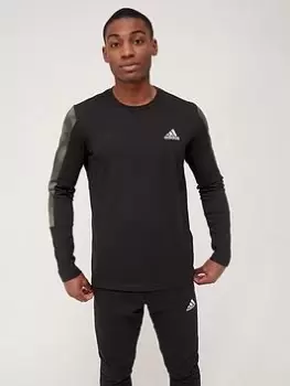 Image of adidas Camo Long Sleeve T-Shirt - Black/White Size M Men