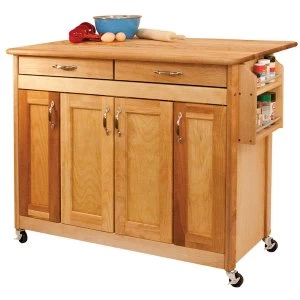 Image of Catskill by Eddingtons Butcher Block Kitchen Trolley on Wheels with Drop Leaf Extension
