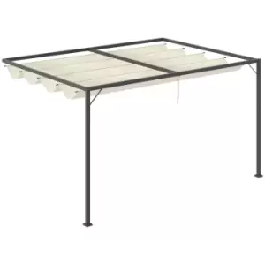 Image of Outsunny 4 x 3m Outdoor Retractable Wall Mounted Pergola - Beige