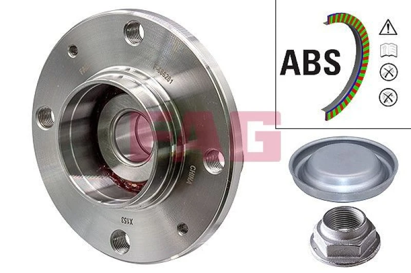 Image of FAG 713 6308 20 Wheel bearing kit Photo corresponds to scope of supply, with ABS sensor ring Wheel Bearing Kit (654)
