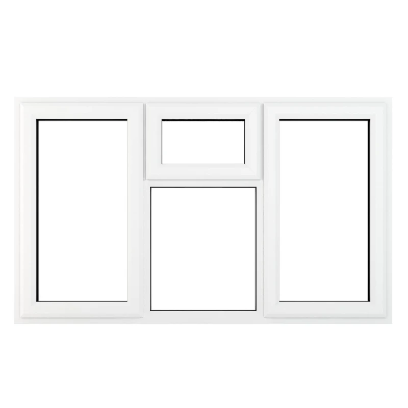 Image of Crystal uPVC Window A Rated Left and Right Hand Side Hung Top Opener over a Fixed Light Centre 1770mm x 1040mm Clear Glazing - White 63WH177010