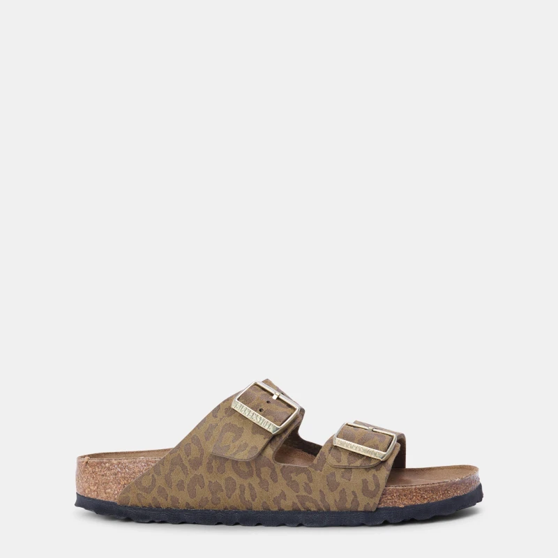 Image of Birkenstock Womens Arzna Adjustable Flat Sandals Khki Leoprd Pnt female 7.5 (41)