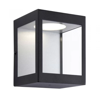 Image of LED Outdoor Wall Light Matt Black & Clear Glass