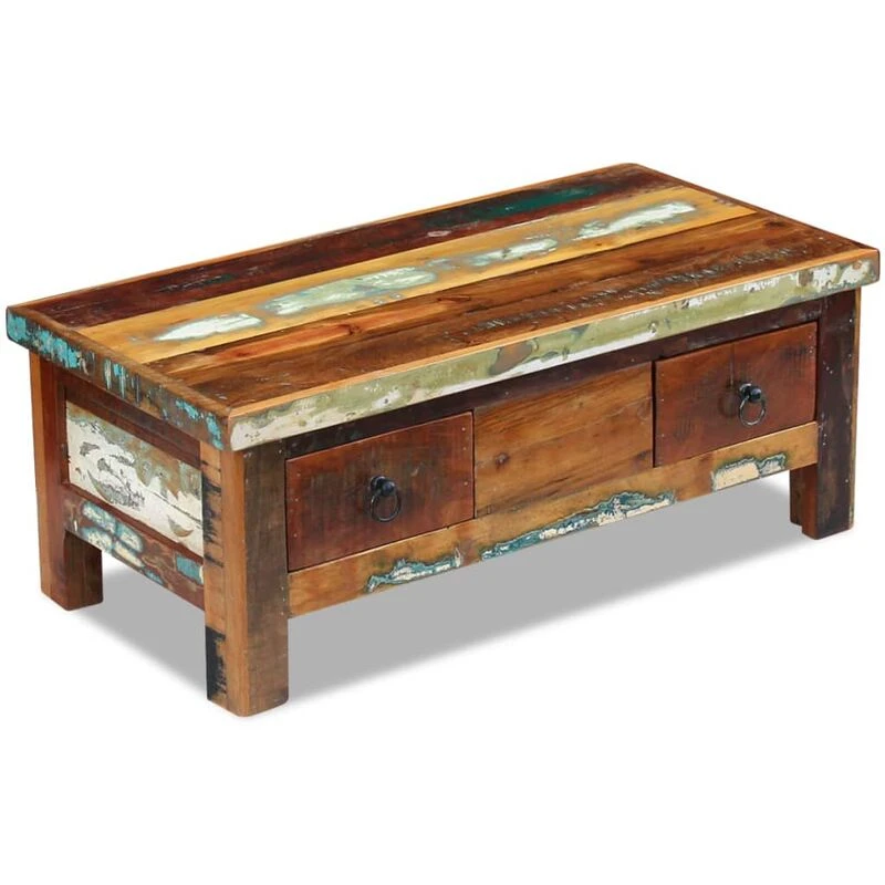 Image of VIDAXL Coffee Table Drawers Solid Reclaimed Wood 90x45x35cm vidaXL 243321