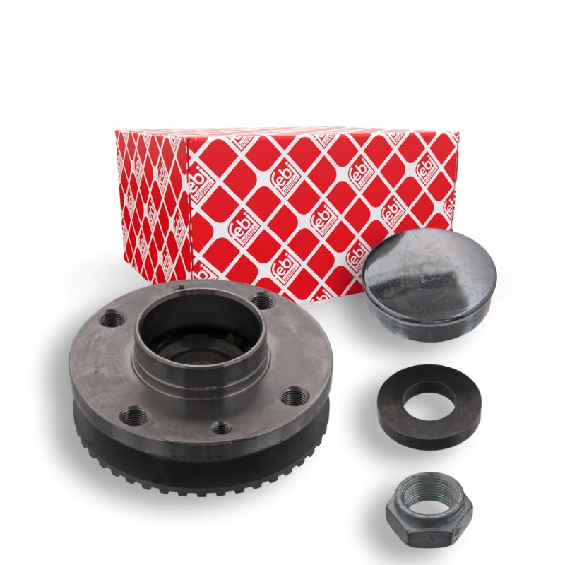 Image of FEBI BILSTEIN 12117 Wheel bearing kit with fastening/mounting material, Rear Axle Right, with ABS sensor ring Wheel Bearing Kit (654)