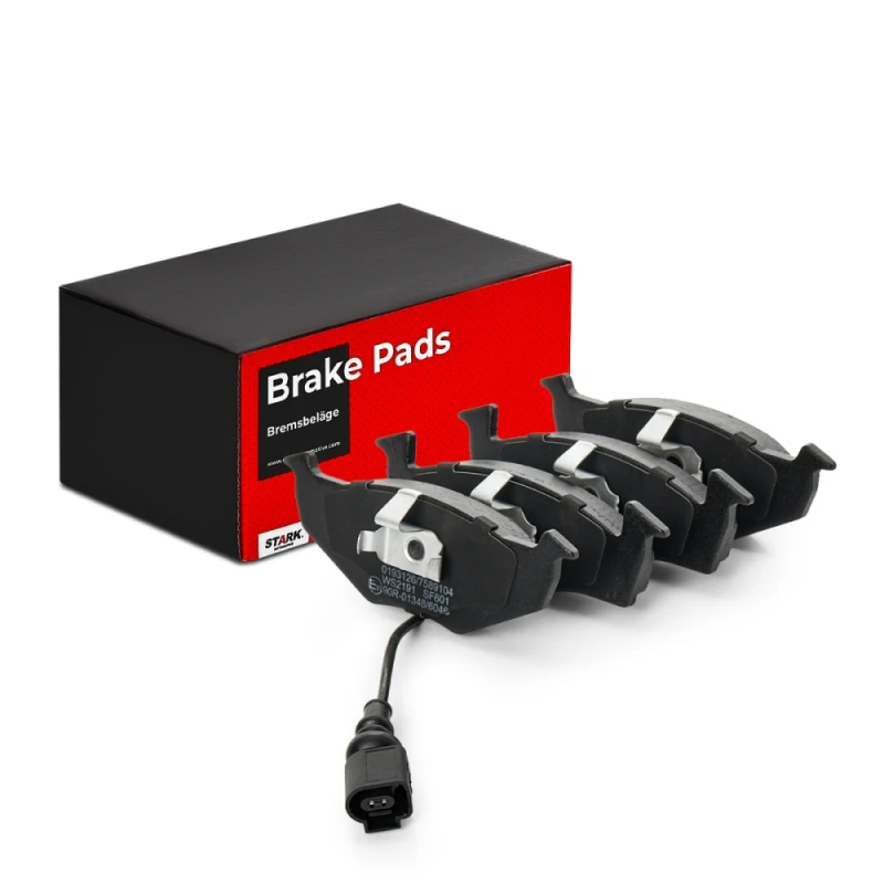 Image of STARK SKBP-0010437 Brake pad set Front Axle, with integrated wear sensor, with anti-squeak plate Brake Pad Set,disc brake (402)