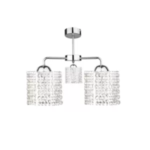 Image of Diament Multi Arm Semi Flush Ceiling Light Silver, 40cm, 3x E27