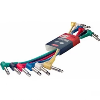 Stagg SPC015LE Metre Angled Jack Patch Cables 6-Pack Multi Colour 15cm(6in)