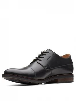Image of Clarks Becken Cap Leather Lace Up Shoe - Black, Size 6, Men