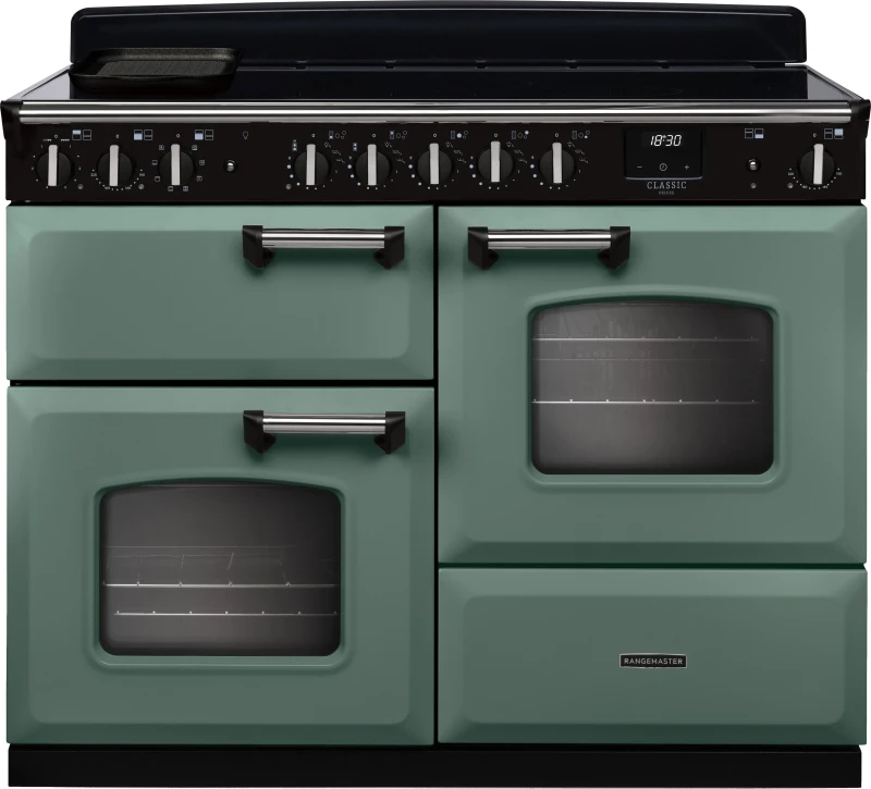 Image of Rangemaster CLDLO110EIPMGR/CM1 Classic Deluxe OC 110cm Induction Range Cooker Chrome Trim 14760 - MINERAL GREEN CLDLO110EIPMGR/CM1