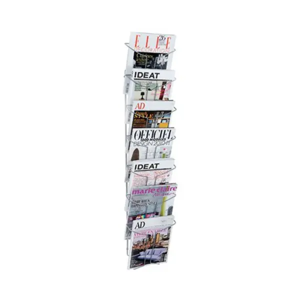 image of Alba Alba Wall Mounted 7 Pocket Literature Holder A4 Chrome DD7M DDFIL7M