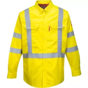 Image of Biz Flame 88/12 FR Mens Hi Vis Flame Resistant Work Shirt Yellow XL