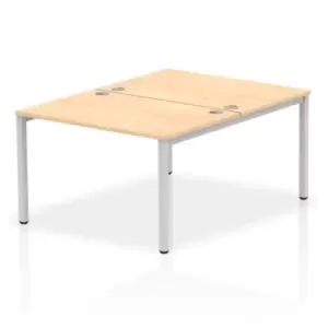 image of Impulse Bench B2B 2 Person 1200 Silver Frame Office Bench Desk Maple