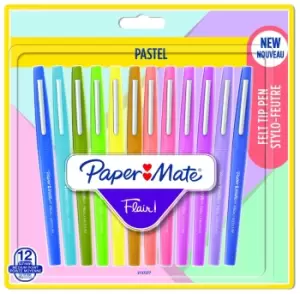 image of Paper Mate Flair Pastel Felt Tip Pens - Set of 12