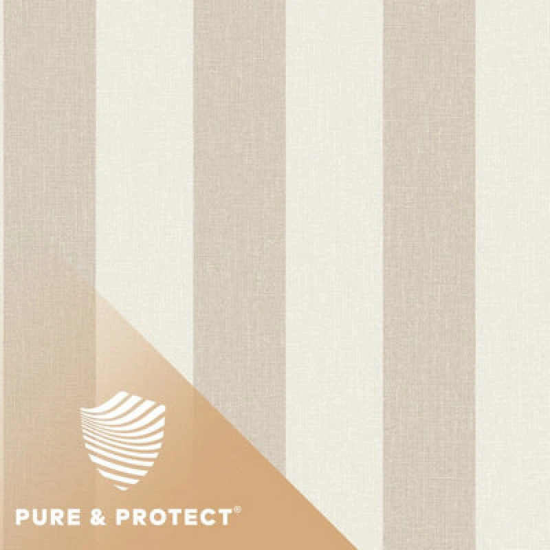 Image of Grandeco Boutique Pure & Protect Stratus Stripe Linen Textured Antibacterial Wallpaper, Ecru