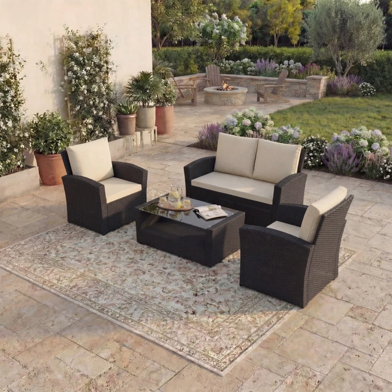 Image of Lassic Garden Vida Mylor 4 Seater Rattan Set Black unisex 4 Seater