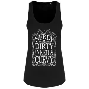 Image of Grindstore Womens/Ladies Nerdy Dirty Inked & Curvy Vest Top (L) (Black/White)