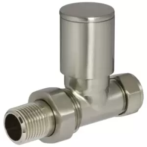 image of Towelrads Straight Manual Valves Round Brushed Nickel 1/2" - 344999