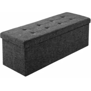 Image of Storage bench foldable made of polyester 110x38x38cm - storage ottoman, shoe storage bench, hallway bench - dark grey - dark grey