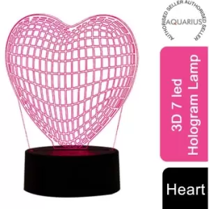 image of Aquarius LED 3D Colour Changing Hologram Night Light and Desk Lamp - Heart